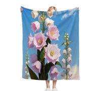 Gumntun Double Flannel Blanket Thick 150x200 cm Pink Flowers, Soft Cozy Plush Fluffy Sofa Blanket for Bed Bedspread Travel Couch, Lightweight Thermal Throw 60x80 Inch for Adult Teens