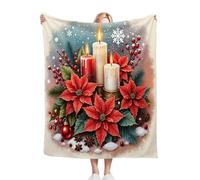 Gumntun Double Flannel Blanket Thick 150x200 cm Red Flowers, Soft Cozy Plush Fluffy Sofa Blanket for Bed Bedspread Travel Couch, Lightweight Thermal Throw 60x80 Inch for Adult Teens