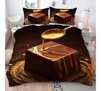Gumntun Double Quilt Cover Black Chocolate, Soft Easy Care Comforter Cover Set, 3D Printed Double Bedding Set with Zipper Closure for Bedroom (Pillowcases 53"x 79")