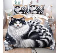 Gumntun Duvet Cover Single 3D Animal Cat, 3D Print Single Size Bedding Sets with 2 Pillowcase, Soft Easy Care Quilt Cover with Zipper Closure, 53"x 79" (135x200 cm)_20998a