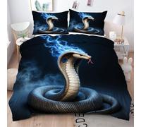 Gumntun Duvet Cover Single Black Snakes, 3D Print Single Size Bedding Sets with 2 Pillowcase, Soft Easy Care Quilt Cover with Zipper Closure, 53"x 79" (135x200 cm)_1520a