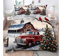 Gumntun Duvet Cover Single Christmas Tree, 3D Print Single Size Bedding Sets with 2 Pillowcase, Soft Easy Care Quilt Cover with Zipper Closure, 53"x 79" (135x200 cm)_22906a