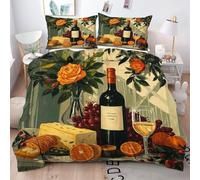 Gumntun Duvet Cover Single Colourful Food Print, 3D Print Single Size Bedding Sets with 2 Pillowcase, Soft Easy Care Quilt Cover with Zipper Closure, 53"x 79" (135x200 cm)