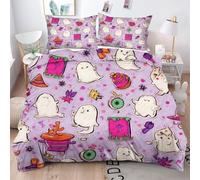 Gumntun Duvet Cover Single White Cartoon Ghost, Microfiber Quilt Cover Double Universal for All Seasons, 3D Single Decorative Bedding Sets with 2 Pillowcases 53"x 79"