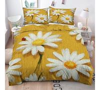 Gumntun Duvet Cover Single White Daisy, 3D Print Single Size Bedding Sets with 2 Pillowcase, Soft Easy Care Quilt Cover with Zipper Closure, 53"x 79" (135x200 cm)
