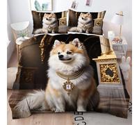 Gumntun Duvet Cover Single Yellow Pomeranian, 3D Print Single Size Bedding Sets with 2 Pillowcase, Soft Easy Care Quilt Cover with Zipper Closure, 53"x 79" (135x200 cm)_116a
