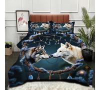 Gumntun Duvet Single Size 3D Animal Wolf, Soft & Breathable Single Comforter, Touch Feels Like Down Microfibre Polycotton Quilt for All Season, 2 Pillowcases 19" x 29" (50x75 cm)_B18722