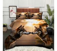 Gumntun Duvet Single Size 3D Animal Wolf, Soft & Breathable Single Comforter, Touch Feels Like Down Microfibre Polycotton Quilt for All Season, 2 Pillowcases 19" x 29" (50x75 cm)_B18818
