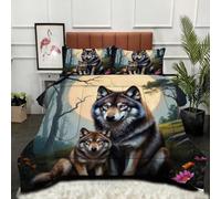 Gumntun Duvet Single Size 3D Animal Wolf, Soft & Breathable Single Comforter, Touch Feels Like Down Microfibre Polycotton Quilt for All Season, 2 Pillowcases 19" x 29" (50x75 cm)_B18788