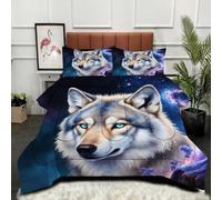 Gumntun Duvet Single Size 3D Animal Wolf, Soft & Breathable Single Comforter, Touch Feels Like Down Microfibre Polycotton Quilt for All Season, 2 Pillowcases 19" x 29" (50x75 cm)_B18764