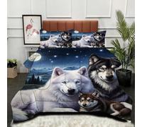 Gumntun Duvet Single Size 3D Animal Wolf, Soft & Breathable Single Comforter, Touch Feels Like Down Microfibre Polycotton Quilt for All Season, 2 Pillowcases 19" x 29" (50x75 cm)_B18746