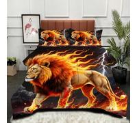 Gumntun Duvet Single Size 3D Lion Lightning, Soft & Breathable Single Comforter, Touch Feels Like Down Microfibre Polycotton Quilt for All Season, 2 Pillowcases 19" x 29" (50x75 cm)_24052a