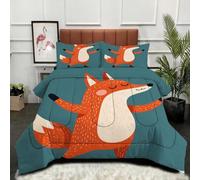 Gumntun Duvet Single Size Orange Fox, Soft & Breathable Single Comforter, Touch Feels Like Down Microfibre Polycotton Quilt for All Season, 2 Pillowcases 19" x 29" (50x75 cm)_25426a