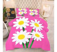 Gumntun Duvet Single Size White Daisy, Soft & Breathable Single Comforter, Touch Feels Like Down Microfibre Polycotton Quilt for All Season, 2 Pillowcases 19" x 29" (50x75 cm)_i681