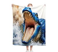 Gumntun Flannel Blanket King Size 230 x 270 cm, Blue Crocodile (Children), Microfiber Sofa Throws for Bed Chairs Office, Fluffy Throws for Bed Sofa Couch, 90x106 Inch_B16236