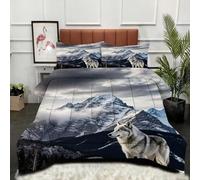 Gumntun King Duvet Comforter Insert 3D Animal Wolf, Comfortable Ideal Down Comforter for All Season, Microfibre Quilt with 2 Pillowcases (1 Duvet 94"x 86"+2 Pillowcases 19" x 29")_B15215