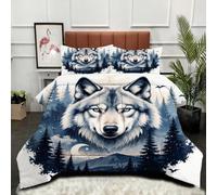 Gumntun King Duvet Comforter Insert 3D Wolf (Adult), Comfortable Ideal Down Comforter for All Season, Microfibre Quilt with 2 Pillowcases (1 Duvet 94"x 86"+2 Pillowcases 19" x 29")_B14681