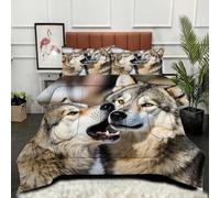 Gumntun King Duvet Comforter Insert 3D Wolf Youth, Comfortable Ideal Down Comforter for All Season, Microfibre Quilt with 2 Pillowcases (1 Duvet 94"x 86"+2 Pillowcases 19" x 29")_B15245