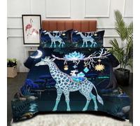 Gumntun King Duvet Comforter Insert Animated Giraffe, Comfortable Ideal Down Comforter for All Season, Microfibre Quilt with 2 Pillowcases (1 Duvet 94"x 86"+2 Pillowcases 19" x 29")_B11717