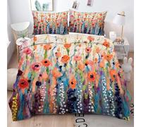 Gumntun King Quilt Cover 90"x 86" Flower Patterns, Breathable Lightweight Duvet Cover King, Microfiber Decorative Comforter Cover Set with Zipper for Double_5084a