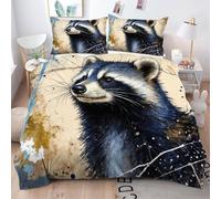 Gumntun King Quilt Cover 90"x 86" Grey Raccoon, Breathable Lightweight Duvet Cover King, Microfiber Decorative Comforter Cover Set with Zipper for Double_1850a