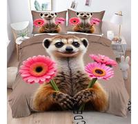 Gumntun King Quilt Cover 90"x 86" Yellow Meerkat, Breathable Lightweight Duvet Cover King, Microfiber Decorative Comforter Cover Set with Zipper for Double_1912a