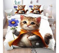 Gumntun King Quilt Cover Yellow Cat Teenager, Decorative Microfiber Duvet Cover Set with 2 Pillow Cases, 3 Pieces King Size Bedding Set 90"x 86" (220x230 cm)