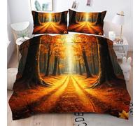 Gumntun King Quilt Cover Yellow Fallen Leaves, Decorative Microfiber Duvet Cover Set with 2 Pillow Cases, 3 Pieces King Size Bedding Set 90"x 86" (220x230 cm)
