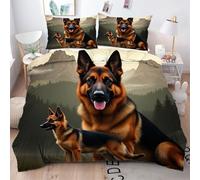 Gumntun King Quilt Cover Yellow German Shepherd, Decorative Microfiber Duvet Cover Set with 2 Pillow Cases, 3 Pieces King Size Bedding Set 90"x 86" (220x230 cm)