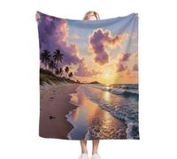 Gumntun Single Fleece Throw Blankets 3D Beach Sky, 50x60 Inch Blanket & Throw for All Seasons, Fluffy Flannel Blanket for Boys Girls Adults Teens 130x150 cm_B11145