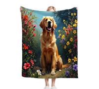 Gumntun Single Fleece Throw Blankets Golden Retriever Pattern, 50x60 Inch Blanket & Throw for All Seasons, Fluffy Flannel Blanket for Boys Girls Adults Teens 130x150 cm