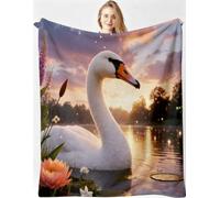 Gumntun Single Throw Blankets 30x40 Animal Swan for Bed Sofa Chairs-A363