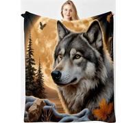 Gumntun Single Throw Blankets 30x40 Moon Wolf for Bed Sofa Chairs-A377