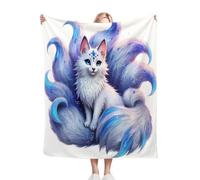 Gumntun Single Throw Blankets 3D Animal Nine-Tailed Fox, Warm Fluffy Flannel Blanket for Bed Sofa Chairs, Cozy Soft Plush Throw Blanket Gifts for Boys Girls - 40"X50" (100x130 cm)_B11348
