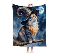 Gumntun Single Throw Blankets Magic Cat, Warm Fluffy Flannel Blanket for Bed Sofa Chairs, Cozy Soft Plush Throw Blanket Gifts for Boys Girls - 30"X40" (76x100 cm)_631a