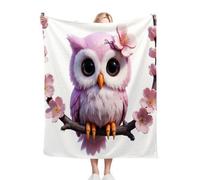 Gumntun Single Throw Blankets Pink Animated Owl, Warm Fluffy Flannel Blanket for Bed Sofa Chairs, Cozy Soft Plush Throw Blanket Gifts for Boys Girls - 40"X50" (100x130 cm)_B16604