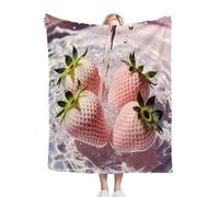 Gumntun Single Throw Blankets Pink Strawberry, Warm Fluffy Flannel Blanket for Bed Sofa Chairs, Cozy Soft Plush Throw Blanket Gifts for Boys Girls - 40"X50" (100x130 cm)