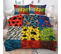 Gumntun Super King Bedding Set Colourful Leopard Print, Machine Washable & Easy Care Quilt Cover, Ultra-fine Fiber Encased with Zipper Duvet Cover Set 102"x 86" (220x260 cm)*/21