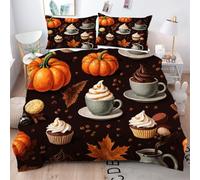 Gumntun Super King Bedding Set Pumpkin Dessert, Machine Washable & Easy Care Quilt Cover, Ultra-fine Fiber Encased with Zipper Duvet Cover Set 102"x 86" (220x260 cm)_h535