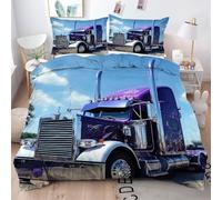 Gumntun Super King Bedding Set Purple Car, Machine Washable & Easy Care Quilt Cover, Ultra-fine Fiber Encased with Zipper Duvet Cover Set 102"x 86" (220x260 cm)