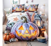 Gumntun Super King Bedding Set Purple Pumpkin, Machine Washable & Easy Care Quilt Cover, Ultra-fine Fiber Encased with Zipper Duvet Cover Set 102"x 86" (220x260 cm)_h574
