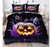 Gumntun Super King Bedding Set Purple Pumpkin, Machine Washable & Easy Care Quilt Cover, Ultra-fine Fiber Encased with Zipper Duvet Cover Set 102"x 86" (220x260 cm)
