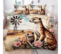 Gumntun Super King Bedding Set Yellow Meerkat, Machine Washable & Easy Care Quilt Cover, Ultra-fine Fiber Encased with Zipper Duvet Cover Set 102"x 86" (220x260 cm)_1992a