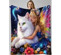 Gumntun Throw Blanket 30x40 Inch Colourful Animal Cat, Fluffy Lightweight 3D Printed Blankets, Soft Cosy Flannel Plush Throw for Women Men Teens Adults 30"x40"_B20630