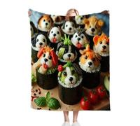 Gumntun Throw Blanket 40x50 Inch Animal Sushi, Warm Flannel Printed Plush Blankets, 3D Style Fuzzy Blanket for Bed Couch Sofa and Travel - 100x130 cm