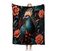 Gumntun Throw Blankets Double Size 60x80 Inch Flower Animal Peacock, Reversible 3D Printed Cosy Plush Blanket, Warm Flannel Blankets for Women Men Gifts for Birthday Anniversary Pet_B10661