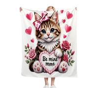Gumntun Throw Blankets Double Size 60x80 Inch Valentine’S Day Cat, Reversible 3D Printed Cosy Plush Blanket, Warm Flannel Blankets for Women Men Gifts for Birthday Anniversary Pet_B16733
