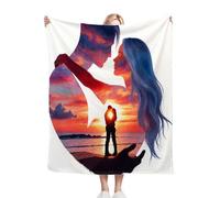 Gumntun Throw Blankets Double Size 60x80 Inch Valentine’S Day Couple, Reversible 3D Printed Cosy Plush Blanket, Warm Flannel Blankets for Women Men Gifts for Birthday Anniversary Pet_B14417