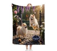 Gumntun Throw Blankets King Size 3D Animal Pomeranian, 3D Printed Style Fuzzy Blanket for Gifts, Microfiber Fleece Throw Sofa Blanket for Bed Couch Sofa 86"x94"_B9630
