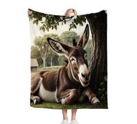 Gumntun Throw Blankets Single Size 130x150 3D Animal Donkey, Microfiber 3D Printed Flannel Sofa Blankets, Cozy Warm Fuzzy Blanket Gifts for Dad Mom Kids Pet Friends or Couples_20088a